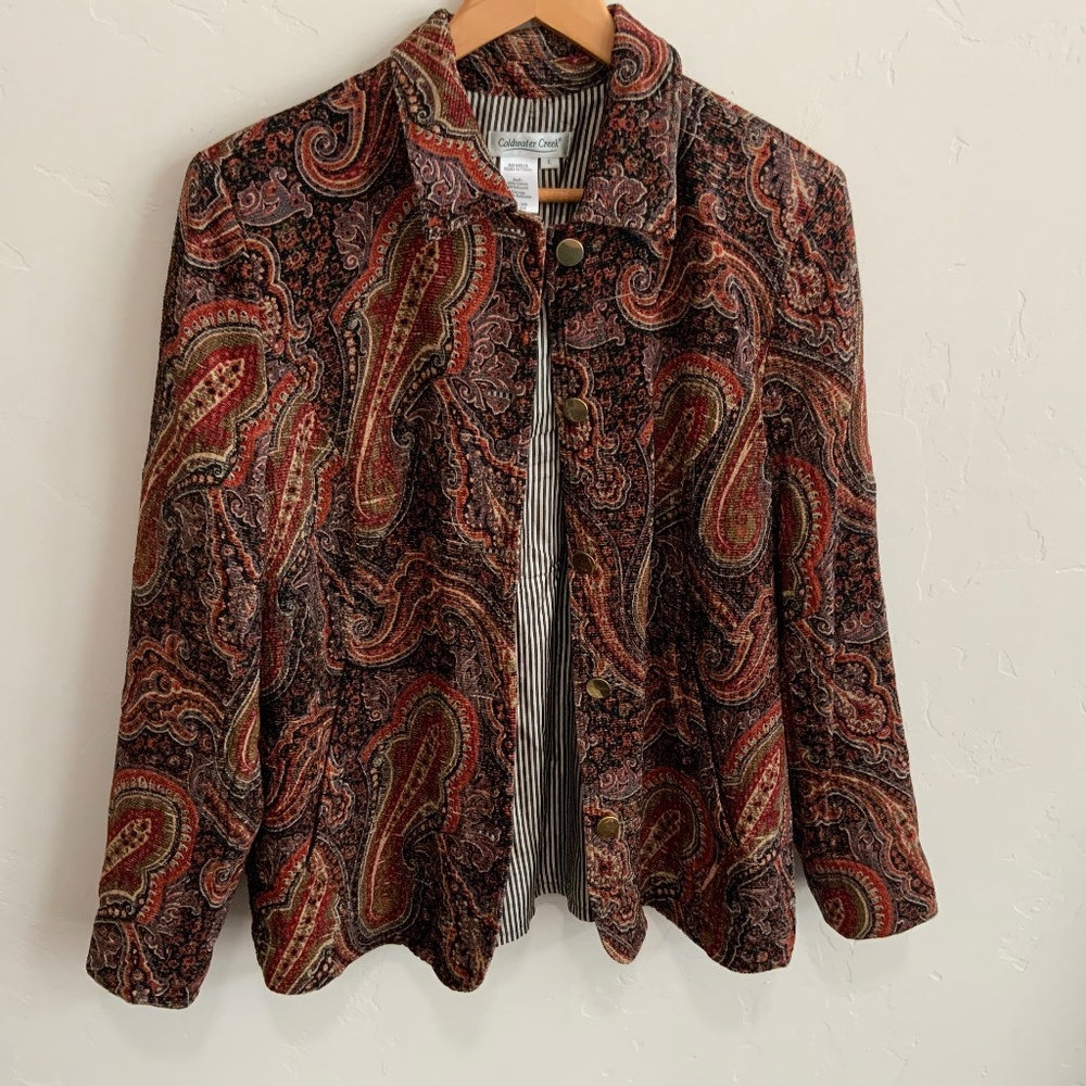 5 Button Coldwater Creek Sz L Fall Paisley Jacket